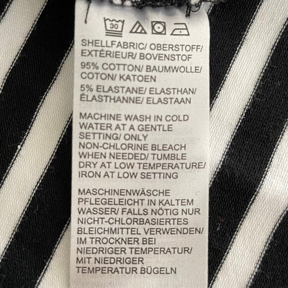 Lord & Taylor Mock Turtleneck Striped Cotton Elastane Top Black + White Sz S - Picture 6 of 8